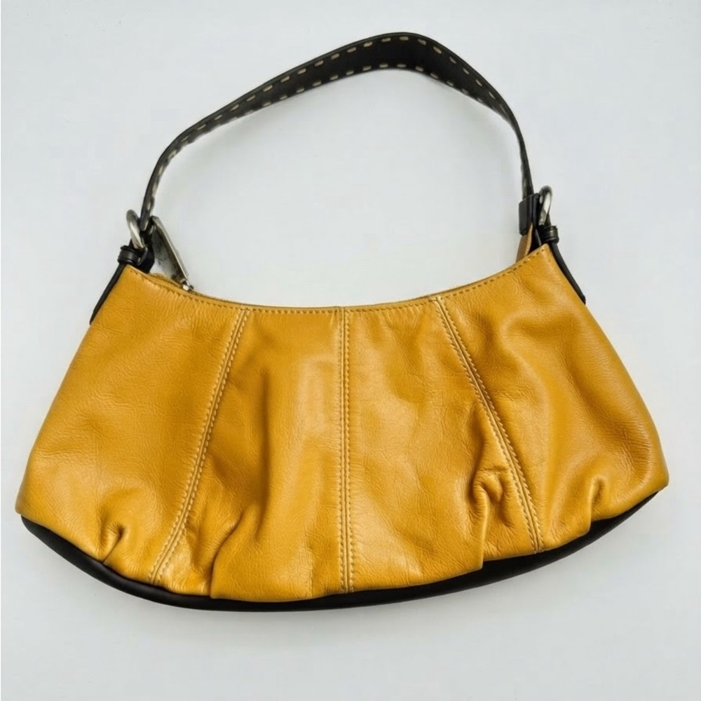 Emilie M. Faux Leather Hobo Shoulder Bag Mustard Yellow Vintage Style